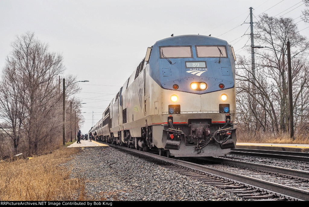 The westbound Lake Shore Limited calls at South Bend